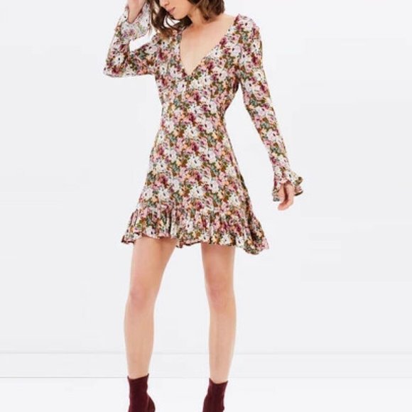 AUGUSTE THE LABEL Bell Cuff Dusty Rose Floral Long Sleeve Play Dress NWT - Picture 6 of 16